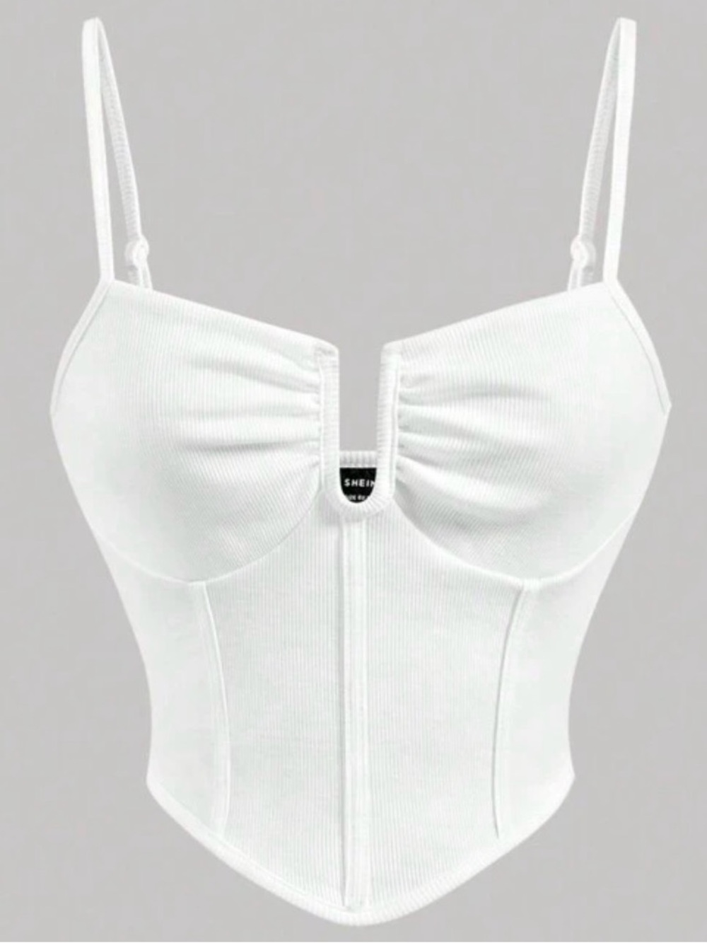 SHEIN White Ribbed Corset Crop Top